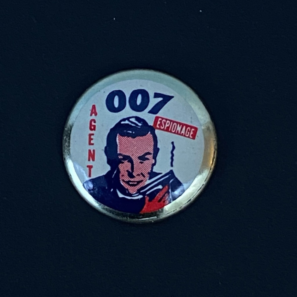 Vintage 007 James Bond Pinback Button Espionage Agent Spy 1960s
